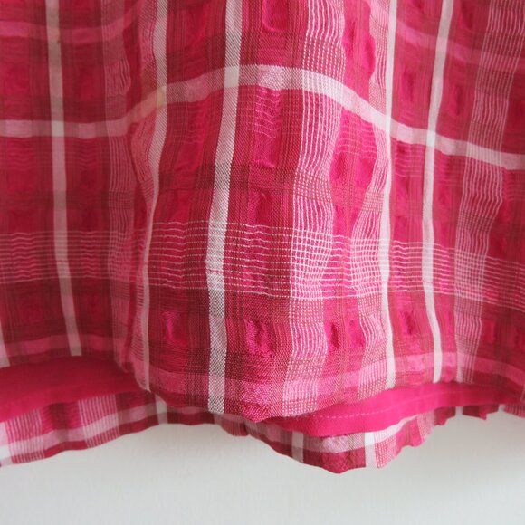 MADEWELL Plaid Puff Sleeve Top in Azalea Plaid Boho Preppy - Size M - Picture 9 of 14